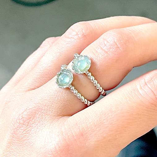 ZĽAVA 50% Flower Aquamarine Ring / Prsteň s akvamarínom E016