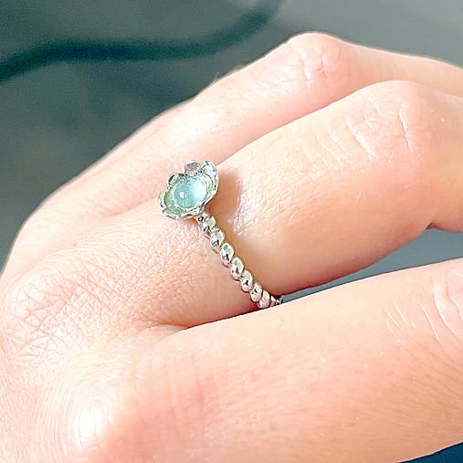 ZĽAVA 50% Flower Aquamarine Ring / Prsteň s akvamarínom E016