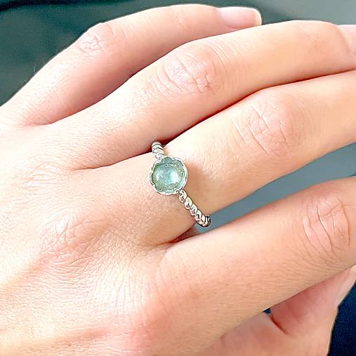 ZĽAVA 50% Flower Aquamarine Ring / Prsteň s akvamarínom E016