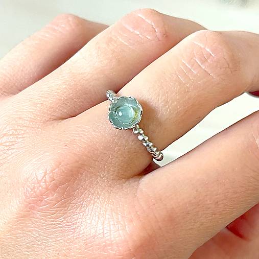 ZĽAVA 50% Flower Aquamarine Ring / Prsteň s akvamarínom E016