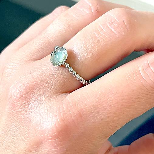 ZĽAVA 50% Flower Aquamarine Ring / Prsteň s akvamarínom E016