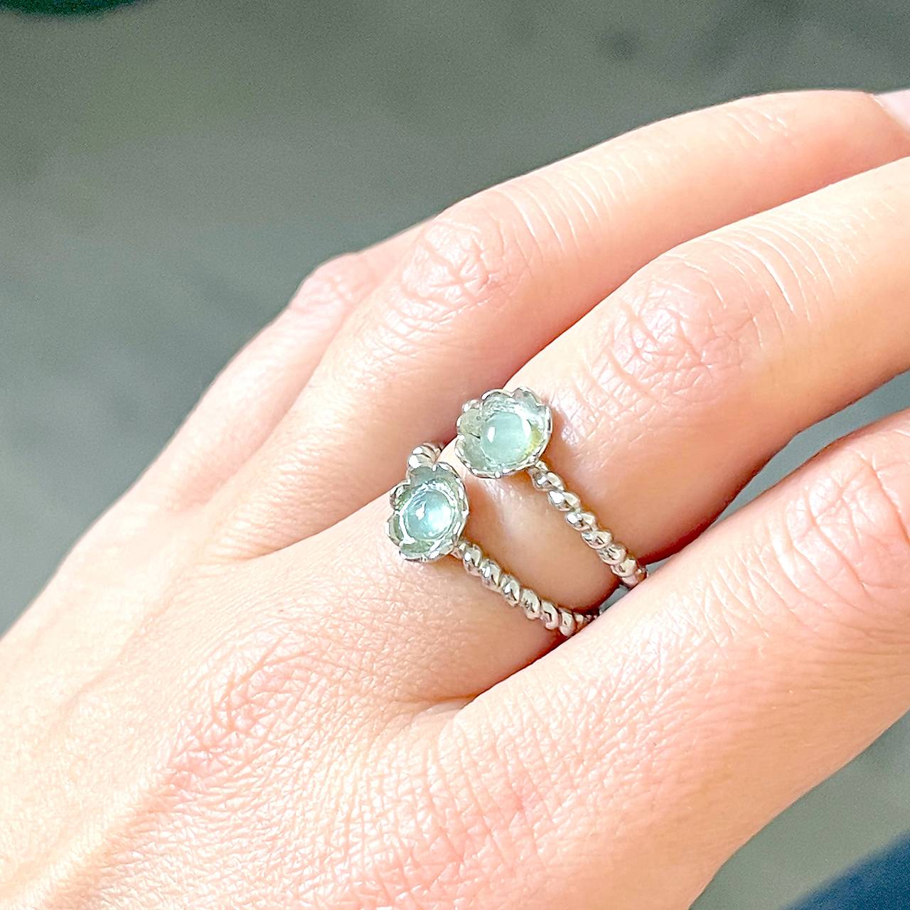 ZĽAVA 50% Flower Aquamarine Ring / Prsteň s akvamarínom E016