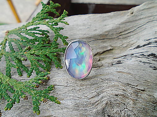 Strieborny prsteň Ag925  Aurora opál