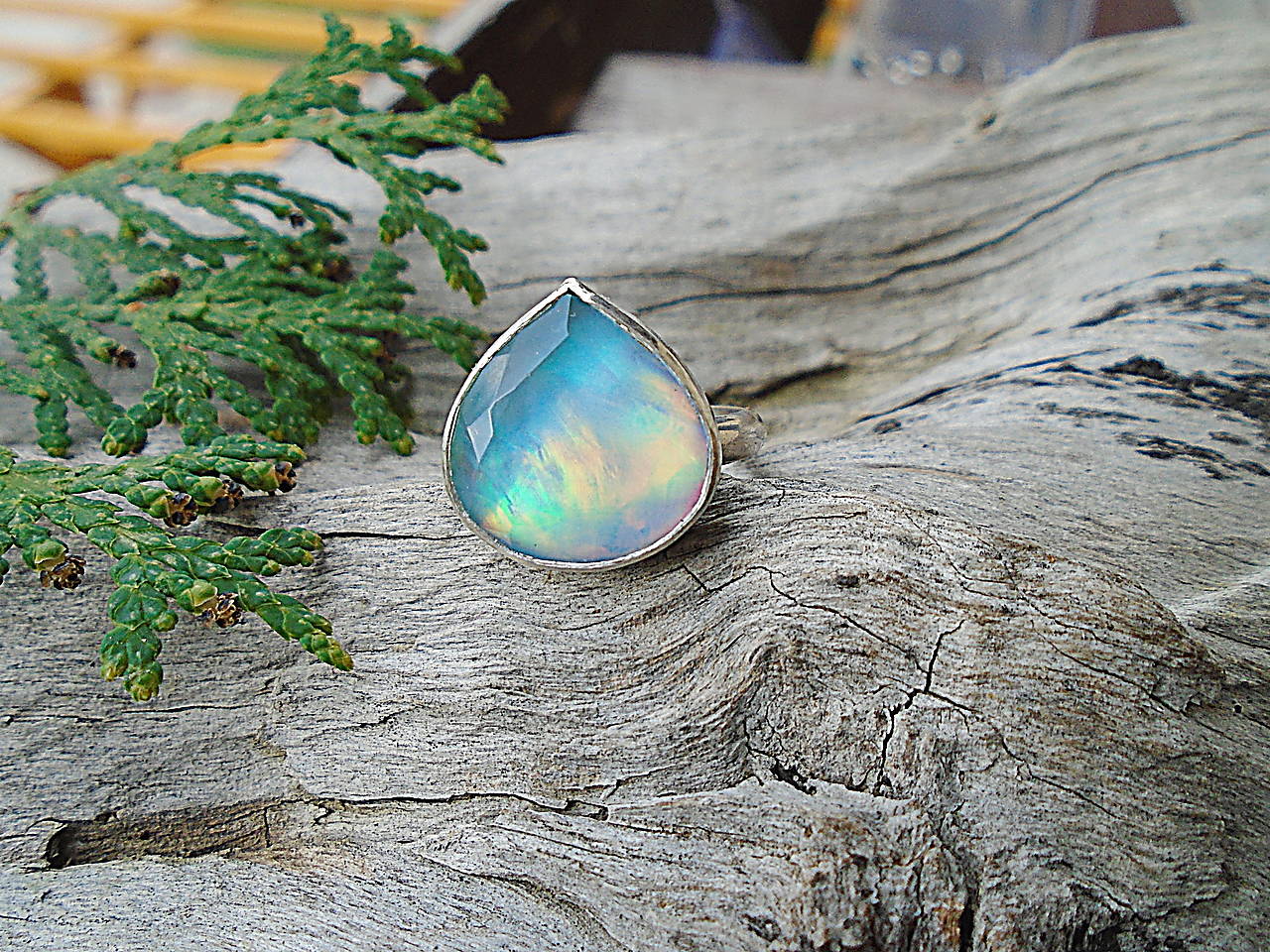 Strieborny prsteň Ag925  Aurora opál