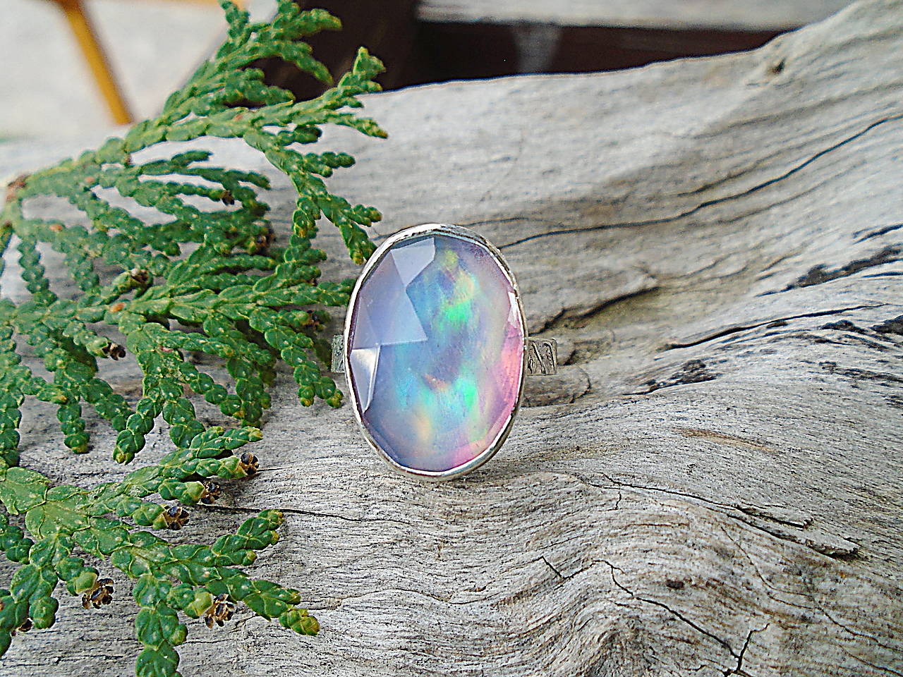 Strieborny prsteň Ag925  Aurora opál