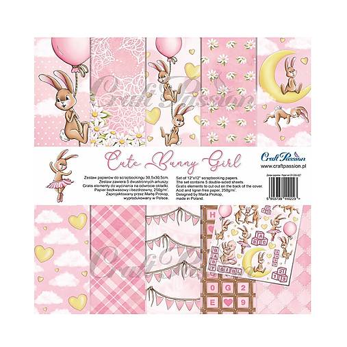 Papier - Scrapbook papier Cute Bunny Girl 12 x 12 - 18279529_
