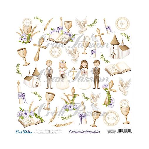 Papier - Scrapbook papier Communion Memories 12 x 12 kusový - 18279640_