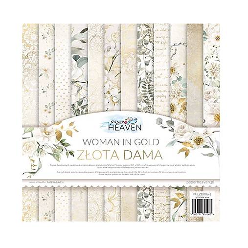 Papier - Scrapbook papier 12x12 Woman in gold - 18279886_