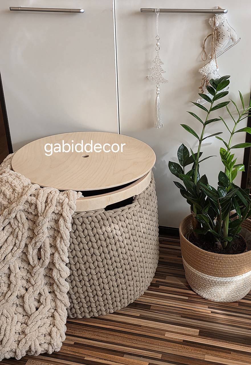 Háčkovaný Mojžišov koš pre bábätko s hojdacou kolískou/stojanom a súpravou košíkov (Háčkovaný veľký kôš na deky/hračky s obručou a vrchnákom)