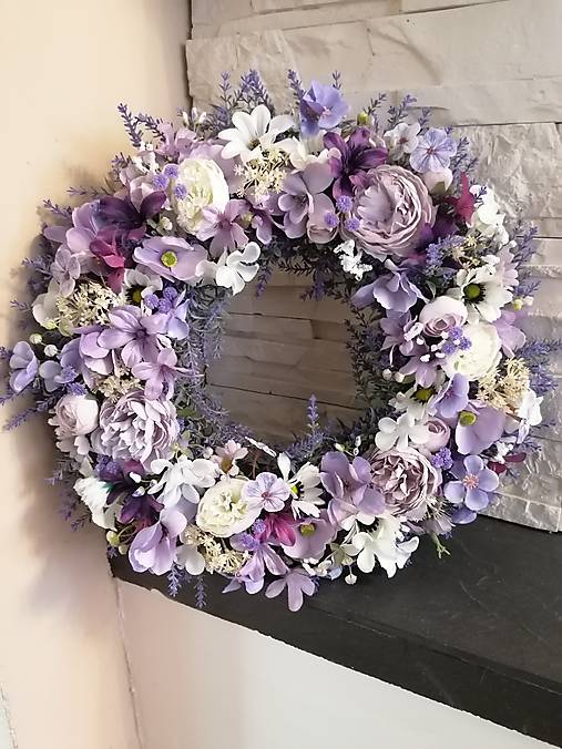 Dekorácie - Levanduľovy veniec 45cm - 18279498_