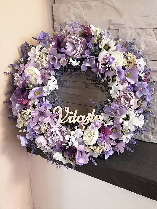 Dekorácie - Levanduľovy veniec 45cm s nápisom - 18279499_