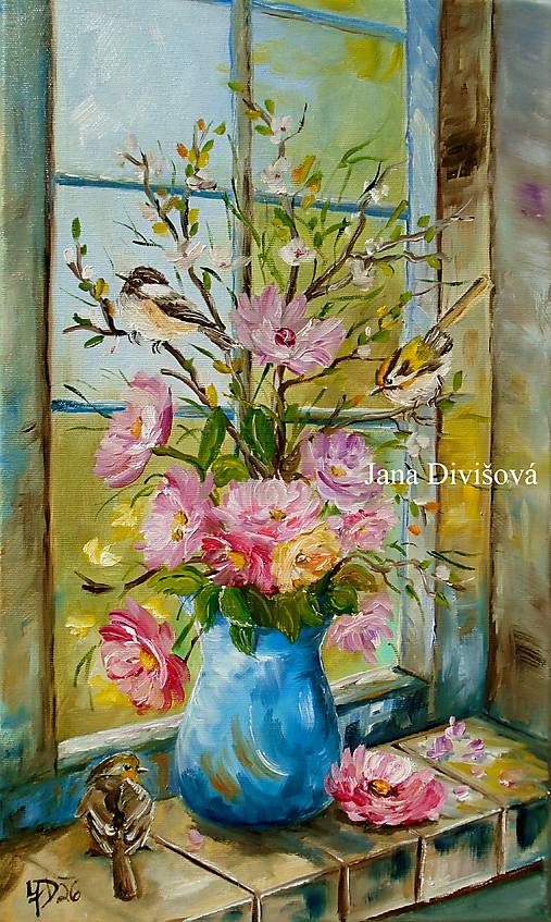 Obrazy - Okno na dedine - originál - 18280317_