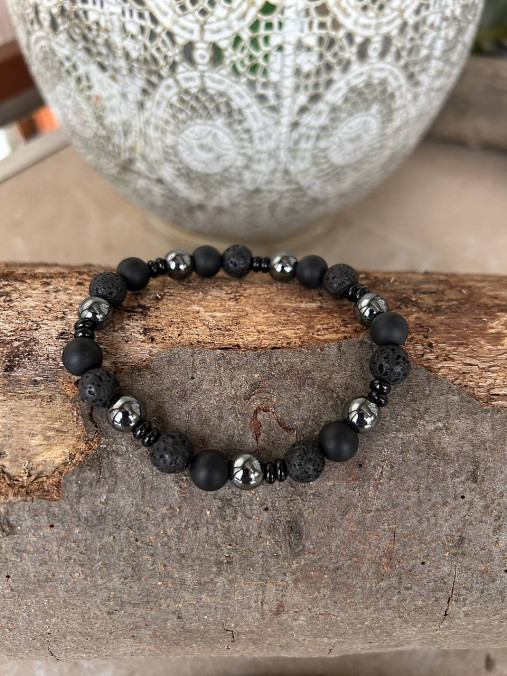 Náramky - náramok Láva, Hematit, Onyx - 18281901_