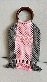 Kabelky - Macrame kabelka/taška (ružovo-sivá) - 18282978_