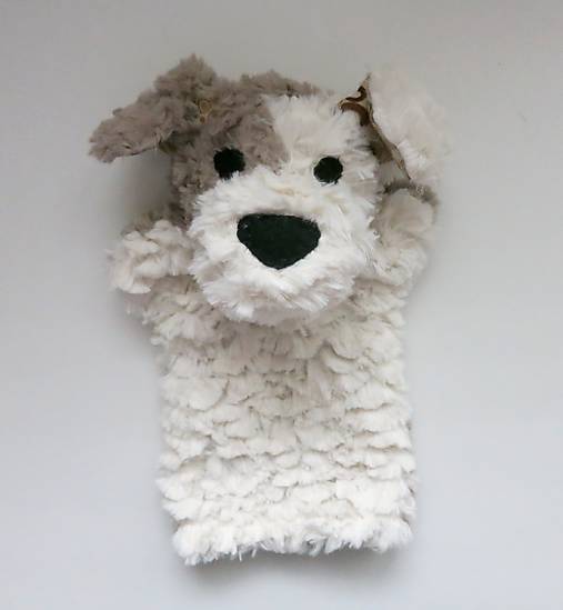 Maňuška psík chlpatý - Smotanovo sivohnedý s krúžkovými uškami