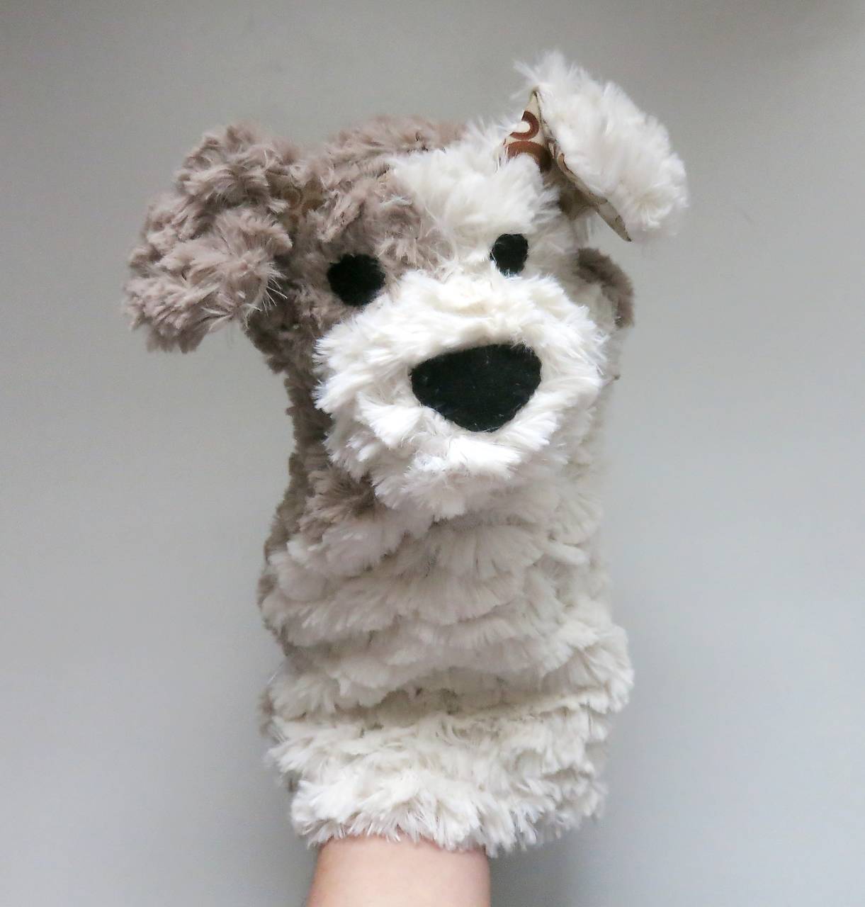 Maňuška psík chlpatý - Smotanovo sivohnedý s krúžkovými uškami