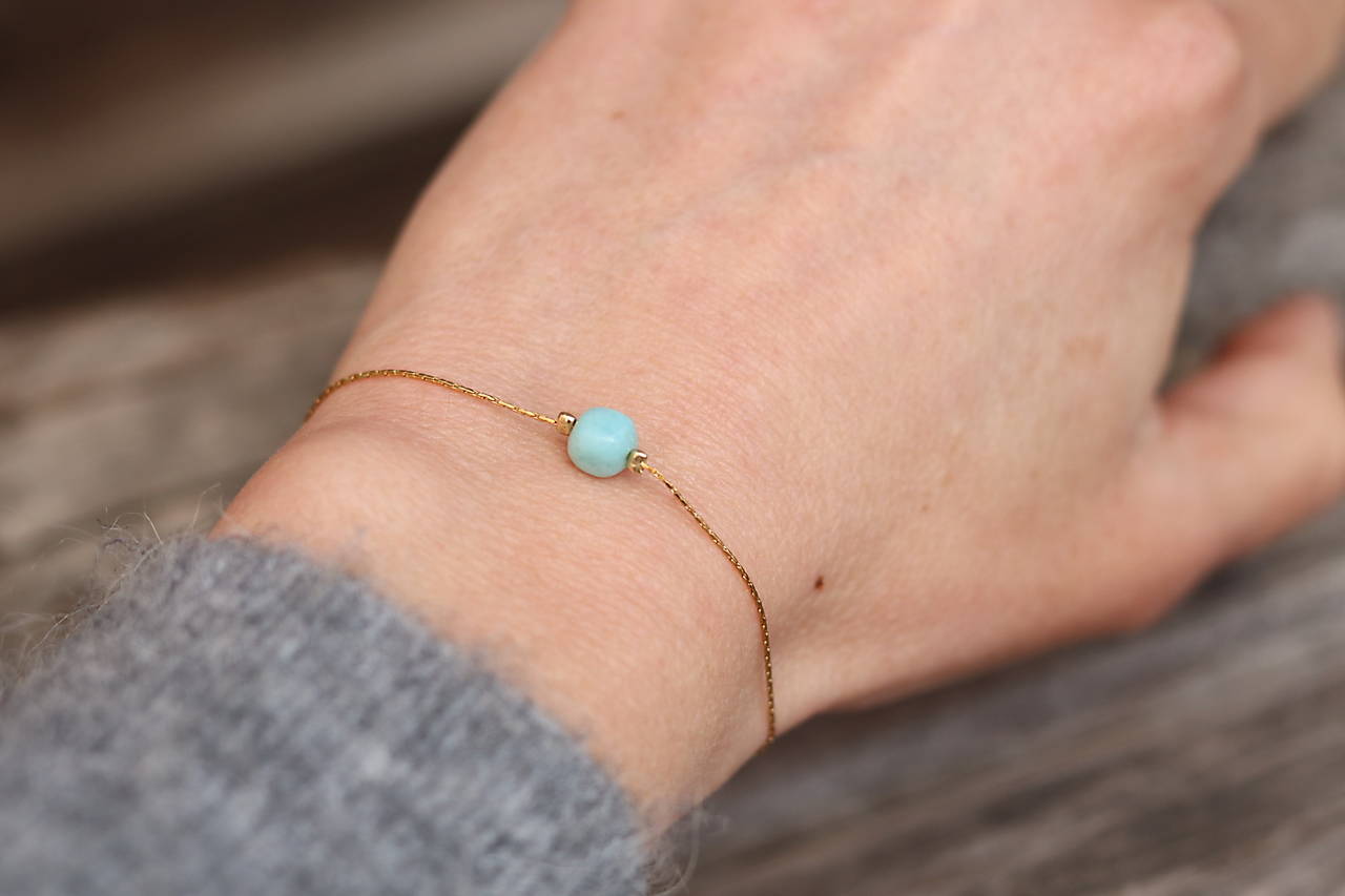 Tenký retiazkový náramok larimar