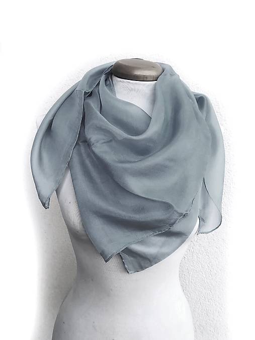 Šatky -  "grey" hodvábná šatka 90x90  - 18282272_
