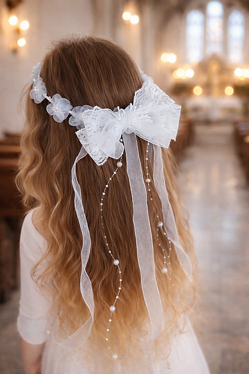 Detské doplnky - Ozdoba do vlasov pre dievčatá na prvé sväté prijímanie - perly - 18286529_