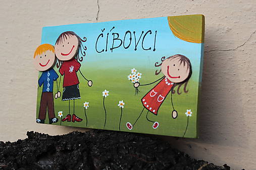 Tabuľky - Drevená cedulka na dvere rodinka - 18286850_
