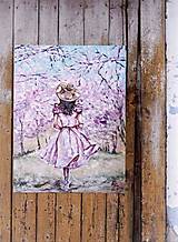 Obrazy - Sakura ,žena v meste 80x60 - 18286445_