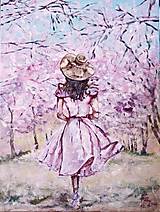 Obrazy - Sakura ,žena v meste 80x60 - 18286446_