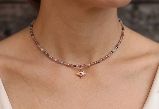 Náhrdelník choker turmalín