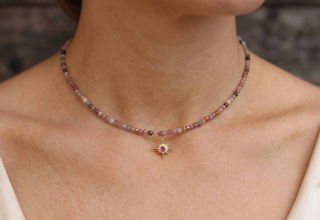 Náhrdelník choker turmalín