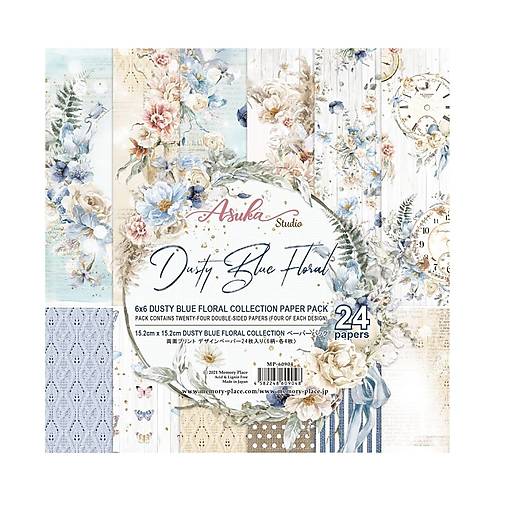 Papier - Scrapbook papier Dusty Blue Floral 6x6 - 18288505_