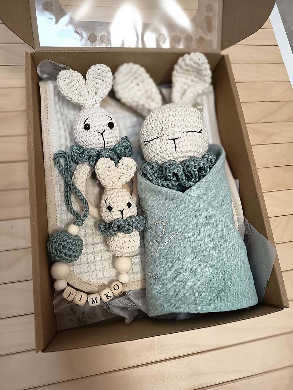 Háčkovaný set Zajko/ baby box