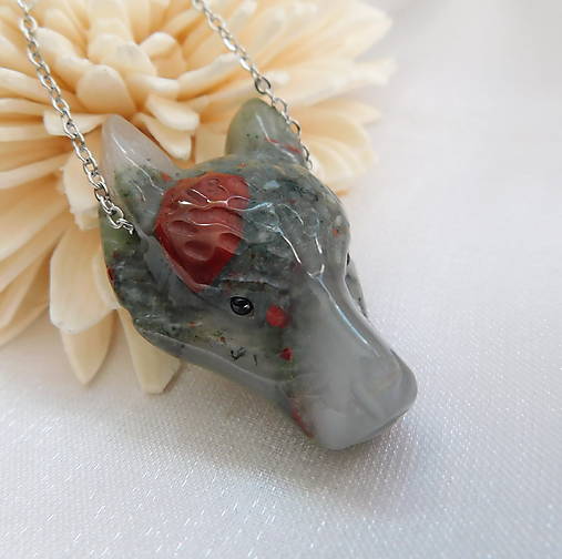 Pánske šperky - Vlk z heliotropu - 18288424_