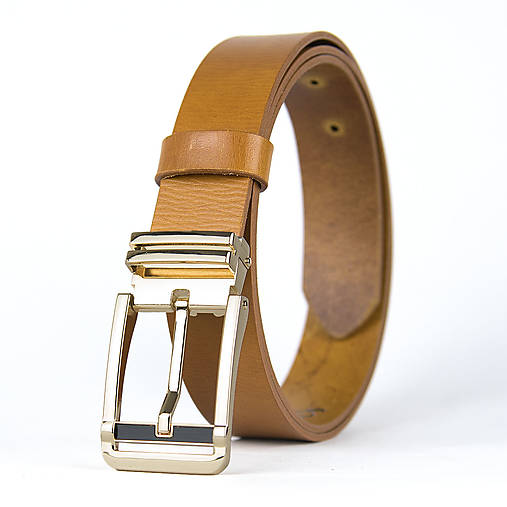 Opasky - Unisex kožený opasok IRON VEIL, 3.3cm šírka, farba podľa výberu (Oranžová) - 18287390_