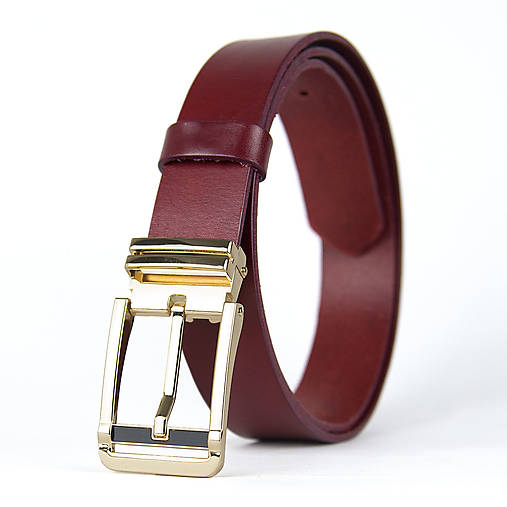Opasky - Unisex kožený opasok IRON VEIL, 3.3cm šírka, farba podľa výberu (Bordová) - 18287391_