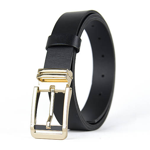 Opasky - Unisex kožený opasok IRON VEIL, 3.3cm šírka, farba podľa výberu (Čierna) - 18287401_