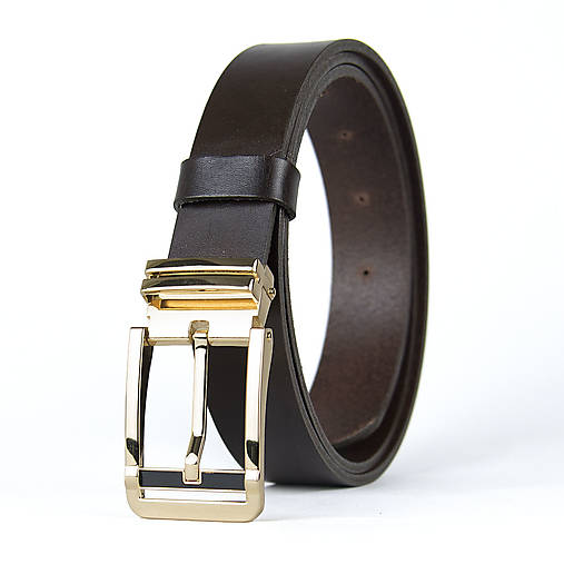 Opasky - Unisex kožený opasok IRON VEIL, 3.3cm šírka, farba podľa výberu (Hnedá) - 18287404_