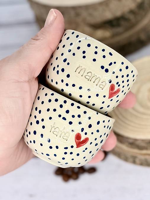 Modré bodky - pohárk epsresso tata (100ml, bez uška)