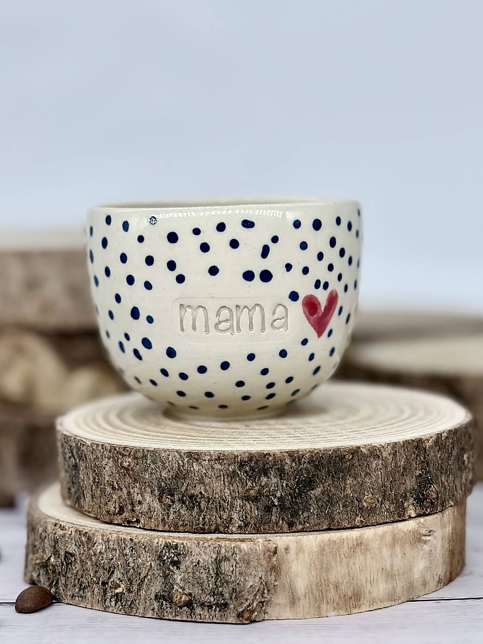 Modré bodky - pohárk epsresso mama (100ml, bez uška)