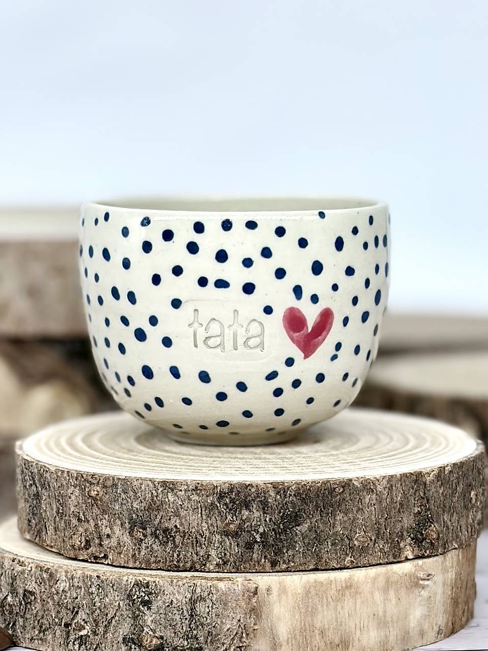 Modré bodky - pohárk epsresso tata (100ml, bez uška)