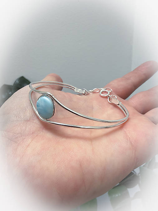 Strieborný 925/1000 náramok s larimarom