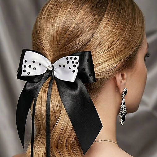 Ozdoby do vlasov - Trojvrstvová mašľa s trblietavými kamienkami✨ - 18288983_