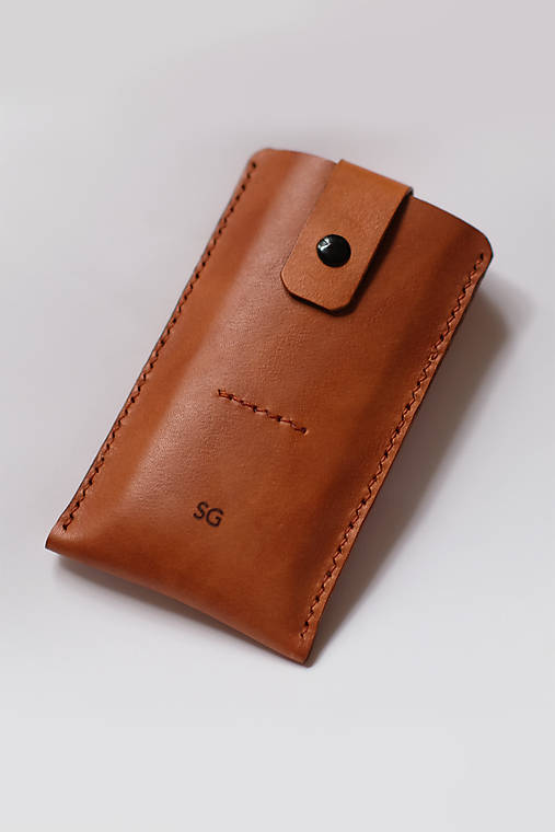 Na mobil - Kožený obal na mobil s monogramom - 18289097_