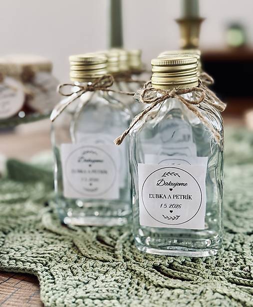 Darčeky pre svadobčanov - Svadobné fľaštičky Ploskačky - 18289470_