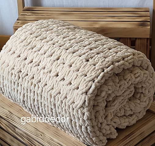 Deka z vlny alize puffy (Objednávka, cca (150 x 200) cm, farba medová/béžová č. 310)