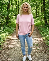 Topy, tričká, tielka - Tričko s širokým lodičkovým výstřihem - světle růžová barva (viskóza) - 18290911_