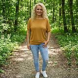 Topy, tričká, tielka - Tričko s širokým lodičkovým výstřihem - zlatá barva (viskóza) - 18290918_