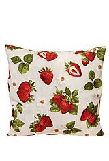 Úžitkový textil - Obliečka na vankúš Jahody,40x40cm - 18291343_