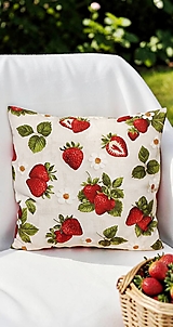 Úžitkový textil - Obliečka na vankúš Jahody,40x40cm - 18291345_
