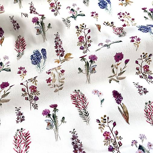 poľné kvety (2 varianty), 100 % predzrážaná bavlna EÚ, šírka 140 cm