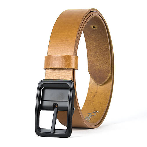 Opasky - Unisex kožený opasok BLACKFORGE, 3.3cm šírka, farba podľa výberu (Oranžová) - 18293364_