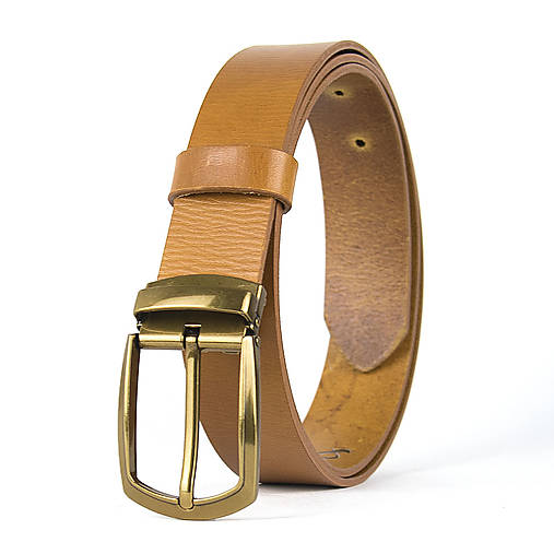 Opasky - Unisex kožený opasok HERITAGE, 3.3cm šírka, farba podľa výberu (Oranžová) - 18293645_